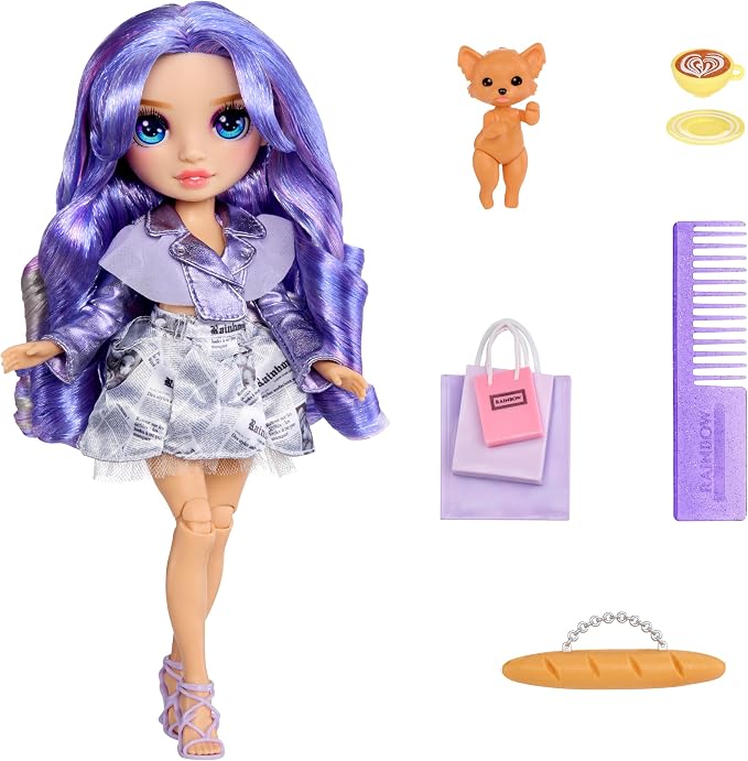 Rainbow High Pretty in Paris Fashion - Violet Willow (Purple), Rainbow 11" Fashion Doll with Outfit, Stylish Handbag, Girls Toy Gift for Kids Ages 4-12 Years
