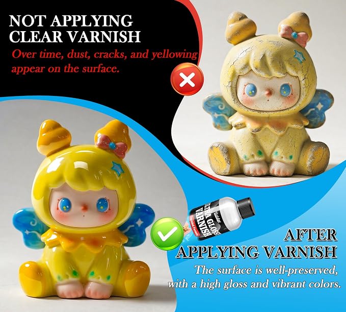 Air Dry Clay Glaze - 200ml/7oz Upgraded Ultra-Gloss Varnish Sealant, High Gloss Finish, Prevent Scratch Resistant, Yellowing, Waterproof - Clay Varnish for Pottery, Polymer Clay, Acrylic Painting