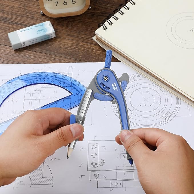Mr. Pen- Geometry Compass and Protractor Set, 6 Inch Compass | 6 Inch Protractor, Drawing Tool for School, Clear Plastic, Easy Grip, Precision Design for Math, Art, Drafting, Architecture