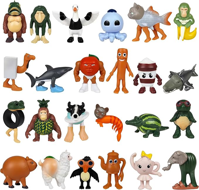 24PCS Italian Brainrot Steal a Brainrot Toys, Brain Rot Action Figure, 1.8" Tralalero Tralala Tung Tung Tung Sahur Doll, Valentines Day Gifts for Kids Birthday Party Favors Decorations