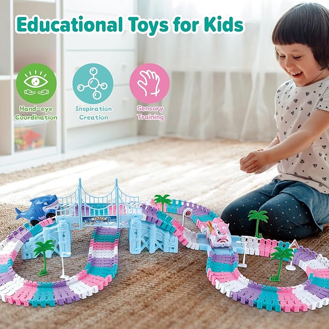 Car Toys for Kid 4-6, 194 PCS Race Car Track for Kids Ages 4-8, Monster Truck 3+ Year Old Birthday Gift Toddler Cars Toy for 3+ Year Old Girl Boy