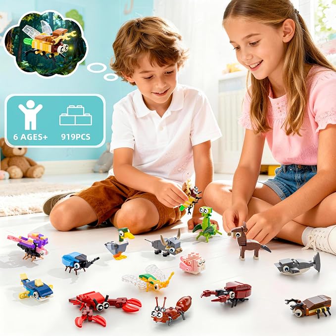30 Packs Party Favors for Kids - 919 PCS Animal Building Blocks Toy Mini Sets Party Favors, Goodie Bags Stuffers Classroom Prizes Return Gifts Easter Bulk Gifts Boys Girls Student Ages 6+
