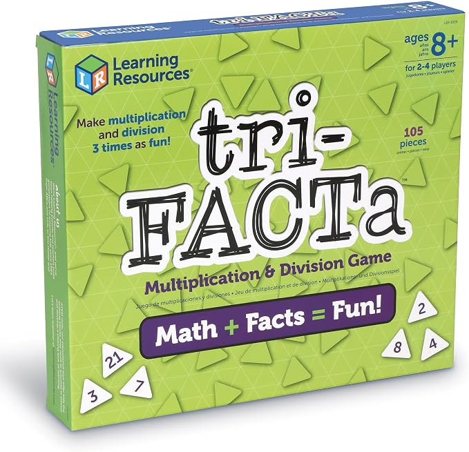 Learning Resources Tri-FACTa Multiplication & Division Game - Math Manipulatives, Kid Montessori Board Games, Classroom Must Haves, STEM Number Cards, Critical Thinking, Back to School, Kids Gifts