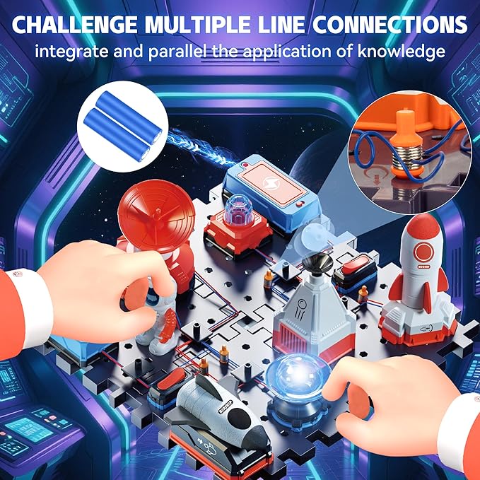STEM Circuit Kit for Kids Ages 6+, 35PCS Electronics Kit with 200+ Projects, Educational Science Experiment Toy for Boys & Girls, Beginner Electrical Engineering Set for Home & School