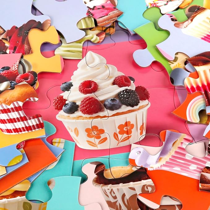 IFLOVE Cupcake Floor Puzzle for Kids — 48 Piece Jumbo Colorful Cupcakes Jigsaw Puzzle, Dessert-Themed Puzzle with Decorated Cupcakes, Educational Toy Birthday for Boys Girls Ages 3-8