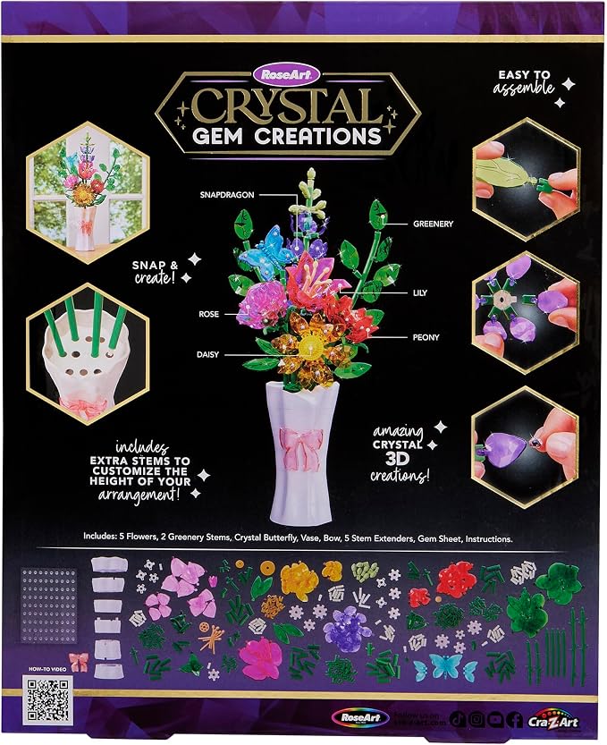 Crystal Gem Creations Beautiful Jewel Bouquet Kit by RoseArt, 275 Pieces, Great for Adults, Tweens and Children Ages 8+