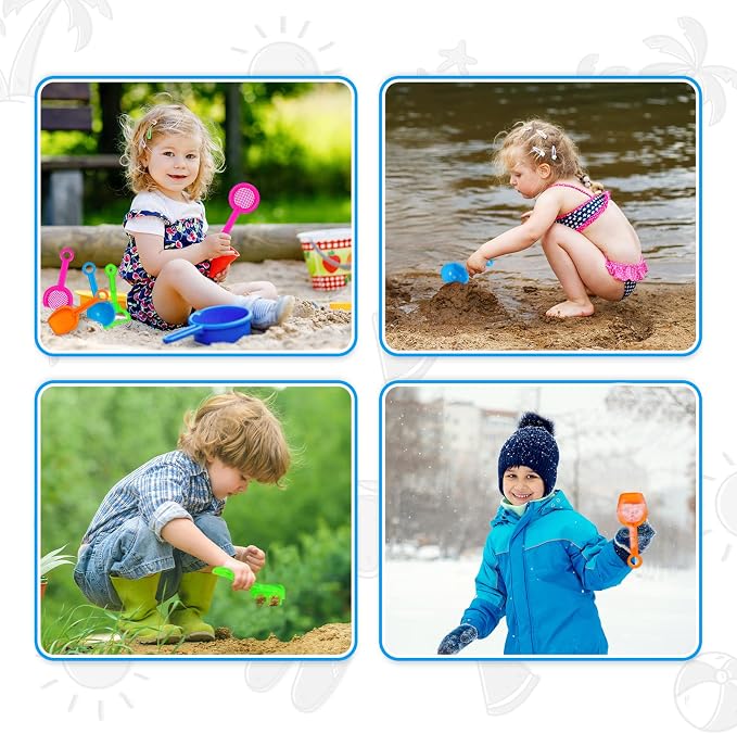 40 Pcs 5.5 Inch Mini Beach Sand Shovels Colorful Plastic Rake Sand Shovel Sifter Beach Toys for Teens Boys Girls Party Backyard Garden Shoveling Sand and Snow, 4 Styles
