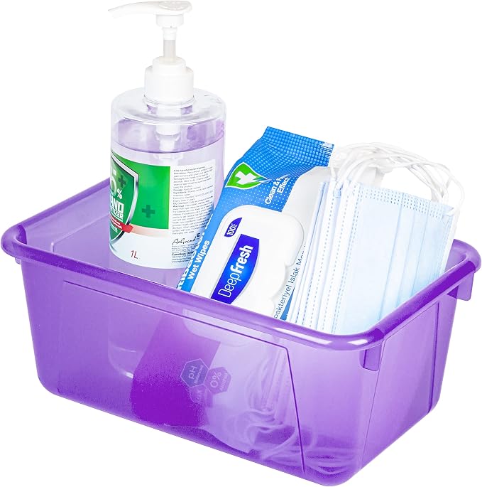 Storex Small Cubby Bins – Plastic Storage Containers for Classroom, 12.2 x 7.8 x 5.1 inches, Candy Violet, 10-Pack (62478A05C)