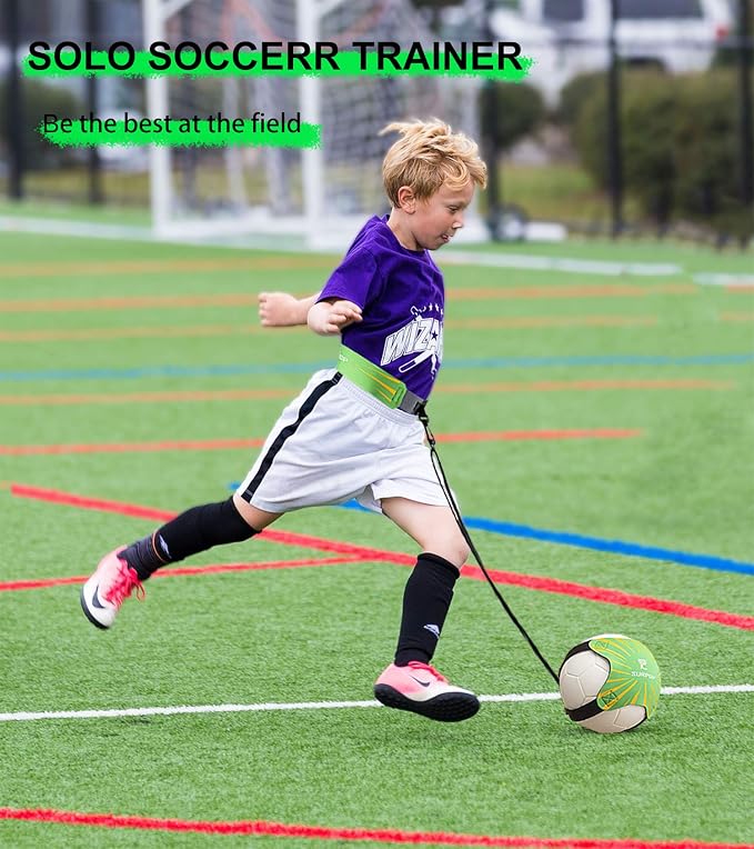 Surpop Soccer/Volleyball/Rugby Trainer, Football Kick Throw Solo Practice Training Aid Control Skills Adjustable Waist Belt for Kids Adults