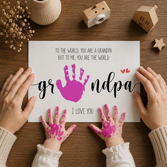 Grandpa Handprint Craft Kit, Pack 4 Personalized Heartfelt Father’s Day Gift for Grandpa from Grandkids, DIY Keepsake Art to Create Meaningful Memories Together, A Little Hand - A Lifetime of Love