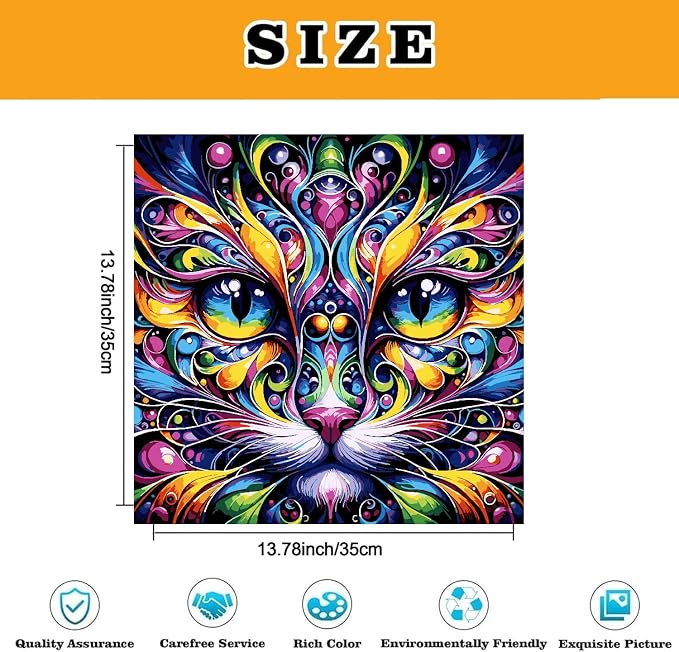 Paint by Numbers for Adults and Kids Beginner, Animal Cat Painting by Number Kits On Canvas, Number Artist Paint by Number Kit DIY Oil Painting Acrylic Paints, Home Wall Decor Gift 13.78X13.78 inch