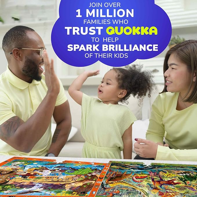 QUOKKA 100 Piece Puzzles for Kids Ages 4-6 - 4 Jigsaw Puzzles for Kids Ages 6-8 - Search and Find Game with Animals, Dinosaurs for Childrens 5-8 - Learning Educational Toys for Boys and Girls 8-10