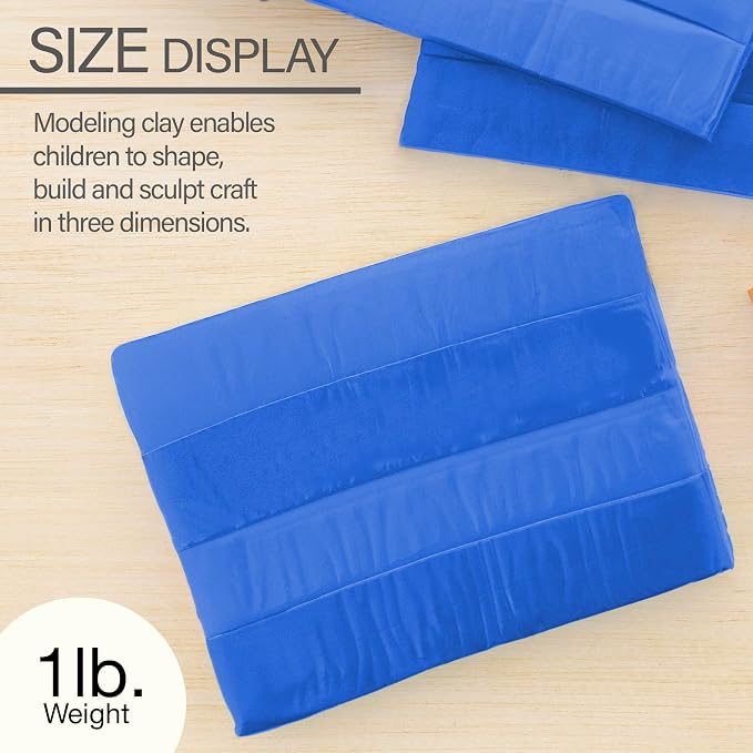 BAZIC Products Blue Modeling Clay, 1 lb, Non-Hardening, for Sculpting Art Crafts, Reusable