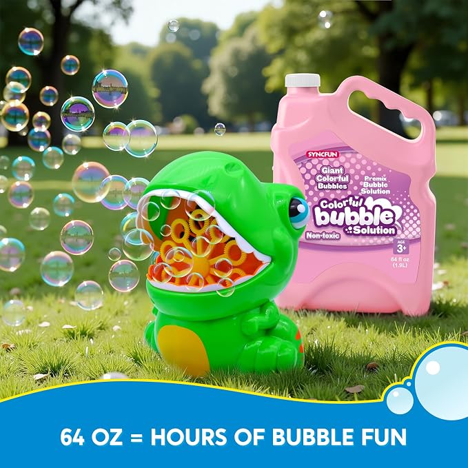 SYNCFUN 64 oz Premixed Bubble Solution, 1.9L Giant Pre-Mix Refill Solution for Bubble Machine,Bubbles for Kids, Wands, Blower, Easter, Outdoors Activity, No Mixing or Measuring