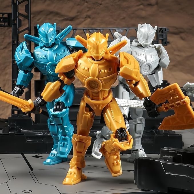 2 Pack T13 Action Figure Set, Already Assembled Titan 13 Robot, 5.5 Inch Posable Dummy 13 for Boys, Multi-Jointed Collectible Desktop Decor for Game Anime Fans（Black+Sliver）