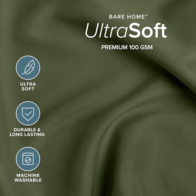 Bare Home Bed-in-A-Bag 5 Piece Comforter & Sheet Set - Twin XL - Goose Down Alternative - Ultra-Soft 1800 Premium Bedding Set (Twin XL, Cypress/Cypress)