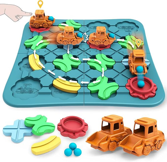 Kids Toys STEM Board Games - Logical Road Builder Brain Teasers Puzzles for 3 4 5 6 7 Year Old Boys Girls, Educational Montessori Birthday Gifts for Ages 4-8 Preschool Classroom Learning (32 PCS)