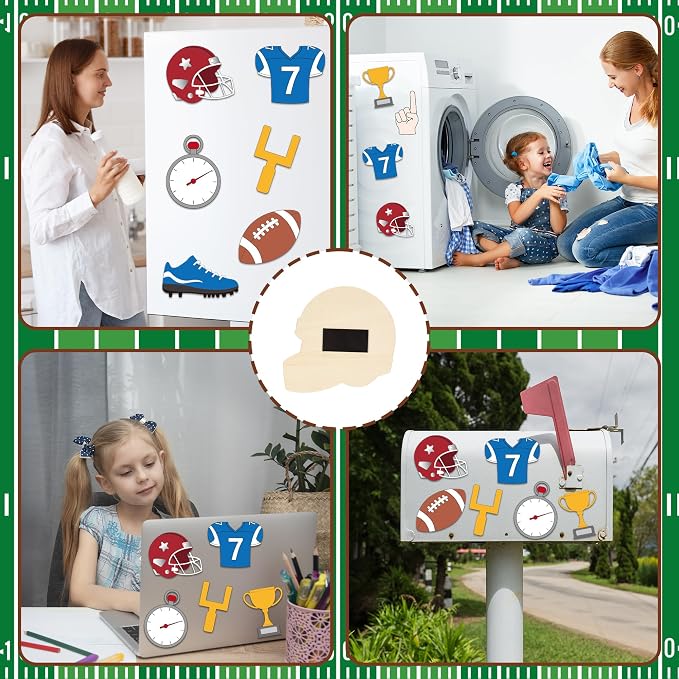 Bafeil 24 Set Football Party Favors Wooden Painting Crafts Kit, Sports-Themed First Year Down Birthday Party Decorations, American Rugby Crafts DIY, Return Gifts Goodie Bag Classroom Prizes