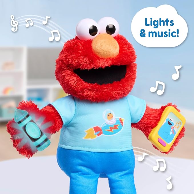 Sesame Street 13-Inch Learning Elmo Plush with Lights, Sounds & Motion, 50+ Phrases, Kids Toy
