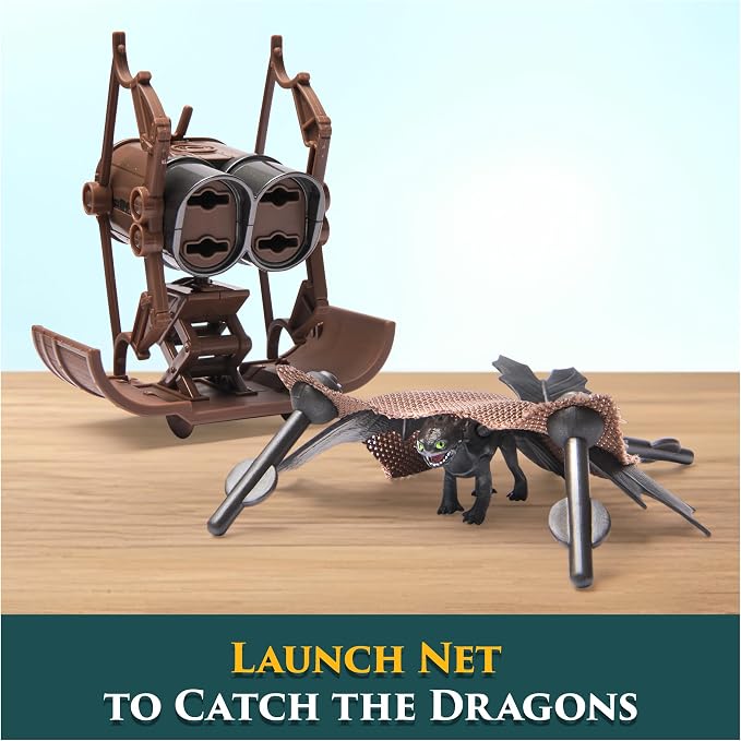 DreamWorks Dragons, 5-Pack Dragon Catcher Set with Hiccup’s Mangler Net Launcher, Kids Toys for Boys & Girls Ages 4 and up