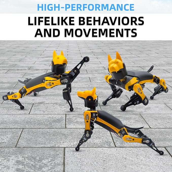 Petoi Programmable Robot Dog Bittle X V2 Lite Servo | Coding Smart Robot Dog Kit, Voice Controlled, Quadruped Interactive Robot for Kids (Bittle X V2 - Alloy servos - pre-Assembled - Yellow + Black)