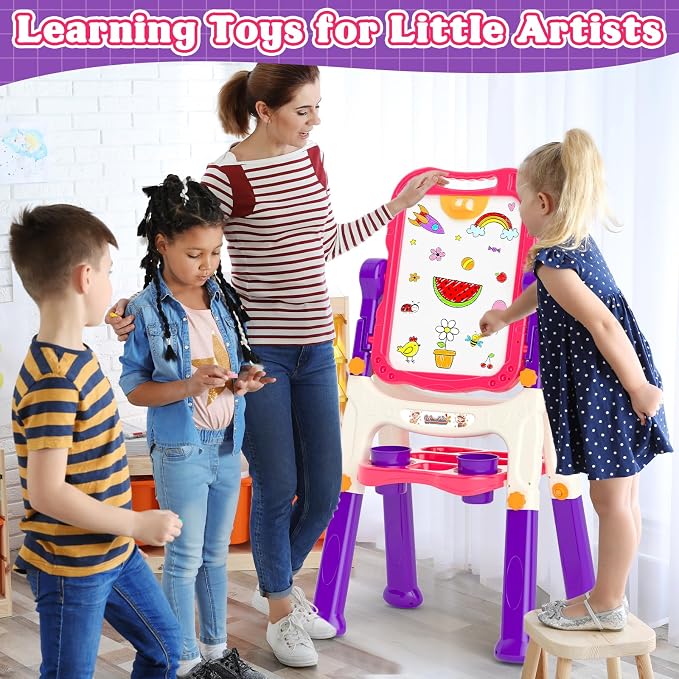 Easel for Kids Chalkboard,Double Sided Magnetic Drawing Painting Board | Toddler Easel Toys for 3-6 Year Old Girl Birthday Gifts