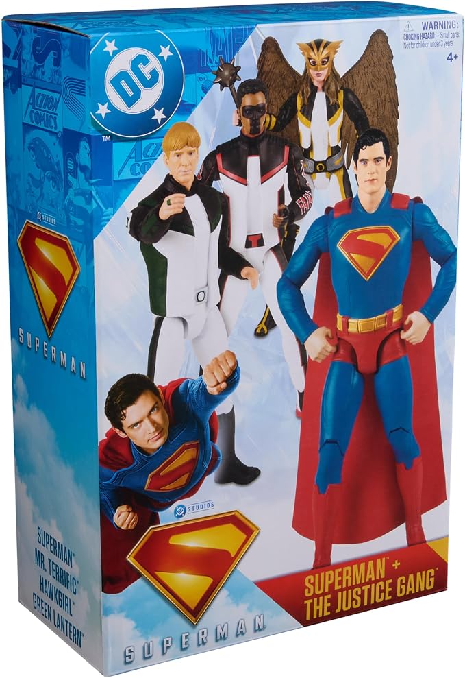 DC Comics, Superman, Green Lantern, Hawkgirl, and Mr. Terrific 4-Pack, 12-Inch Action Figure Set, Superhero Toys for Kids Ages 4 and Up