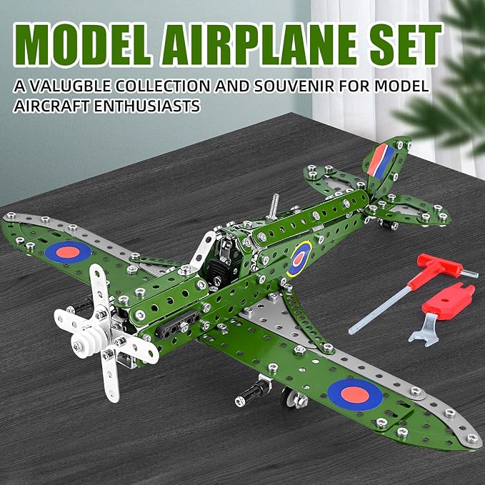 Ferthor Fun STEM Building Toys Model Airplane Kits for Boys 8-12,Airplane Model Scale 1:32 Metal Building Kit,Erector Sets Model Planes for Kids 8-12,Best Airplane Gifts for Hurricane Fighter Fans