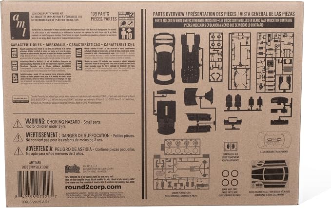 AMT 2005 Chrysler 300C Model Kit 1:25 Scale – Detailed Interior & 5.7L V8 HEMI, Paint & Glue Required