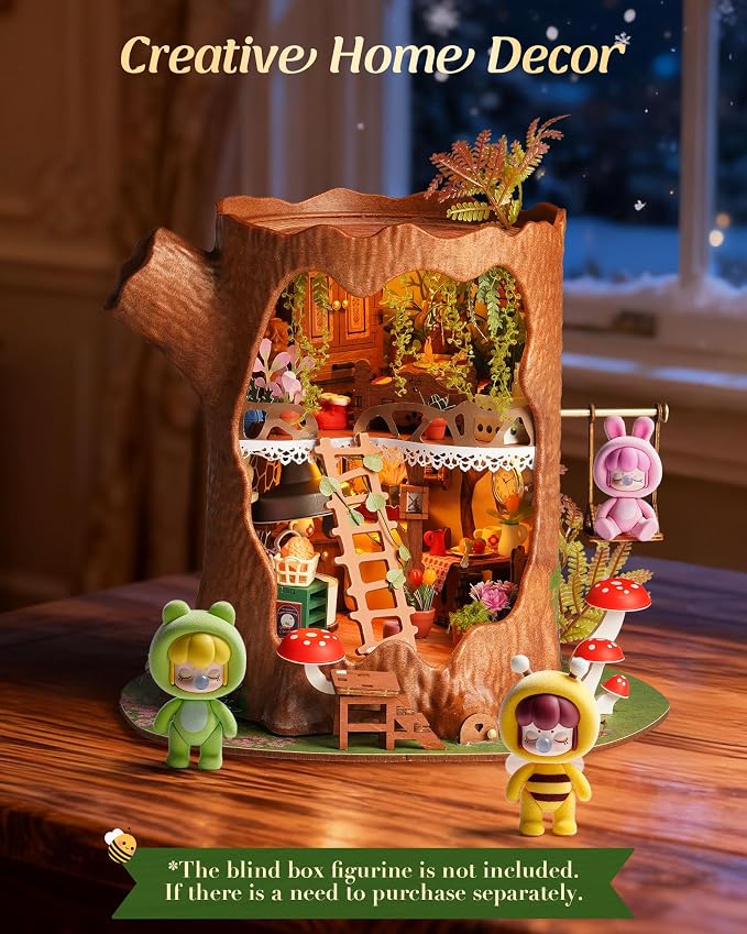 Rolife DIY Miniature House Kit for Adults, Mini Wooden Dollhouse Kit, Tiny House Diorama Building Kits-Birthday Christmas Craft Hobbies Gift for Teens Kids (Fairytale Tree House)
