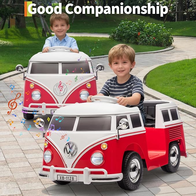 6V Licensed Volkswagen Electric Ride-on Car for Toddlers with 4.5AH Long-Lasting Power Battery, Ride on Bus with Led Light, Horn and Music, Battery Powered Ride on Toy for Kids - Gift for Sweets