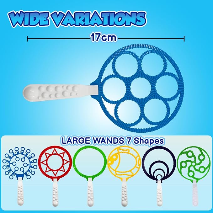 Bubble Wands for Kids - Giant Bubble Wand Set with Tray, Outdoor Toy for Kids, 11 Pcs Large Ring Kit with Mix Solution