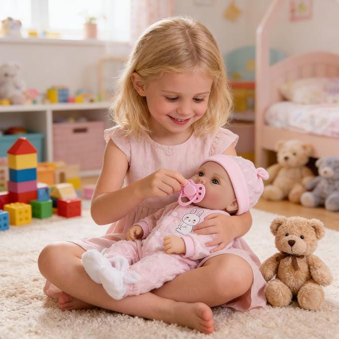 Milidool Reborn Baby Dolls Lifelike Girl Doll 18 inch Realistic Newborn Baby Doll Real Looking Silicone Baby Dolls Girl with Feeding Complete Accessories for 3+ Years Old Gifts