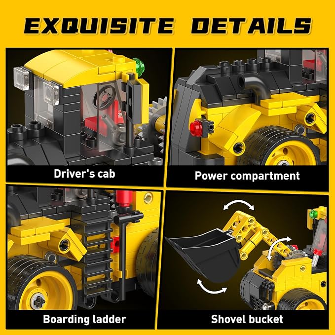 Mould King City Technik Wheel Loader Builidng Sets, MOC Construction Toy for boy Age 8-12, Engineering Farm Vehicle Model Kits with Articulated Steering/Scoop (456PCS+)