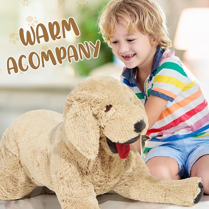 Geosar 47.2" Dog Stuffed Animals Plush, Soft Cuddly Golden Retriever Plush Toys, Large Stuffed Dog Hugging Pillow Gifts for Valentines Kids Girls Boys Birthday