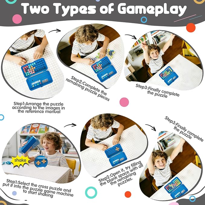 Brain Teaser Puzzles Games for Kids Adults with Timer, 2 Modes Handheld Travel Games, Single Player Mind Challenge Toys, STEM Montessori Educational Gifts for Kids 3+, Teens & Adults (Blue)
