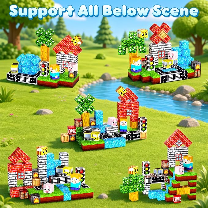 100PCS Magnetic Blocks, 0.8 inch Magnetic Building Cube Set for Kids Ages 3+, Constructions STEM Stacking Tiles Toy Building Birthday Gifts for Boys Girls