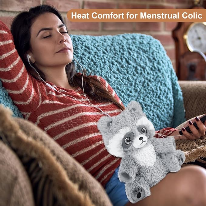 SuzziPals Heatable & Coolable Raccoon Stuffed Animal, Microwavable Heating Pad Plushies for Soothing & Relaxation, Heated Stuffed Animals with Lavender Scented, Raccoon Gifts