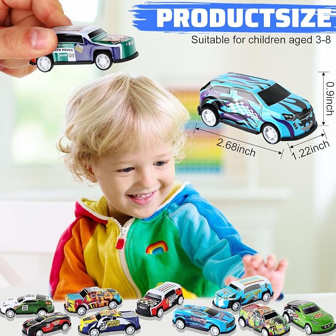 Jenaai 200 Pcs Mini Pull Back Toy Cars Bulk Pull Back Die Cast Race Cars Party Favors for Boys Girls Christmas Party Favor Return Gift Goodie Bag Stuffer Classroom Carnival Gift