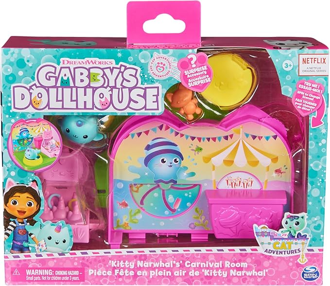Spin Master Gabby's Dollhouse Kitty Narwhal’s Carnival Room, with Toy Figure, Surprise Toys and Dollhouse Furniture, Kids Toys for Girls & Boys 3+
