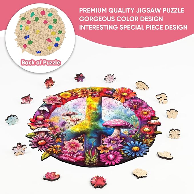 Mys Aurora Jigsaw Puzzles, 5MM Thick Peace Theme Wooden Puzzles for Adults, 200 Piece Unique Shape Puzzle, Birthday Gifts Family Brain Teaser Puzzle Games for Adults, 11.2 x 10.5 Inches