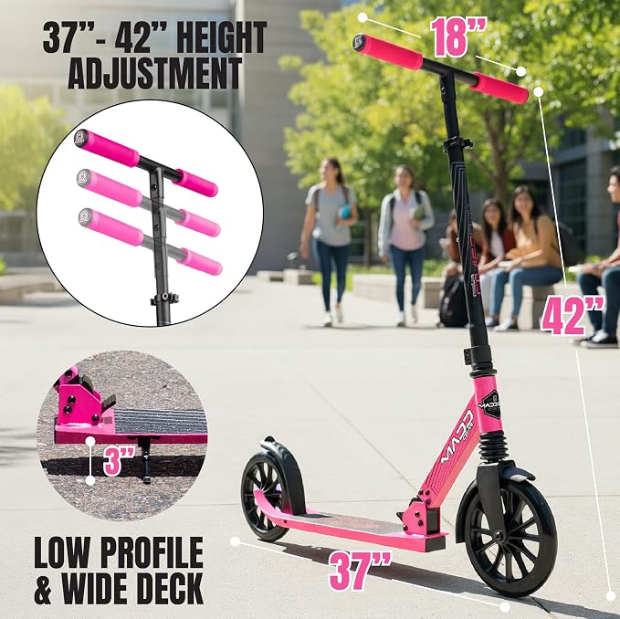 Kick Scooter for Kids, Teens & Adults - Lightweight Durable Frame, Smooth Ride, Sturdy Deck - Fun Rides for All Ages - Madd Gear