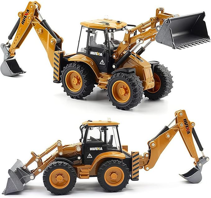 Backhoe Loader Toy for Kids, Alloy Digger Loder Construction Vehicle Toy | Front Loader Model, Alloy Backhoe Loader Vehicle, 1/50 Scale Toys Gifts