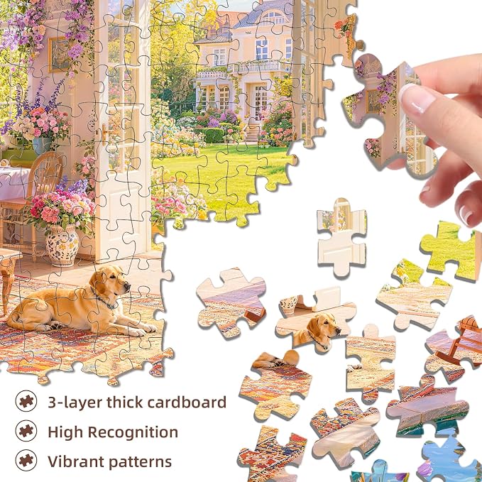 Garden Sunroom Retreat Puzzles for Adults 1000 Pieces,Impossible Hard Difficult Challenging Jigsaw Puzzles for Adults 1000 Pieces,Puzzle with Letters on Back,Recycled Paper Jigsaw Puzzle(27.6"x19.7")