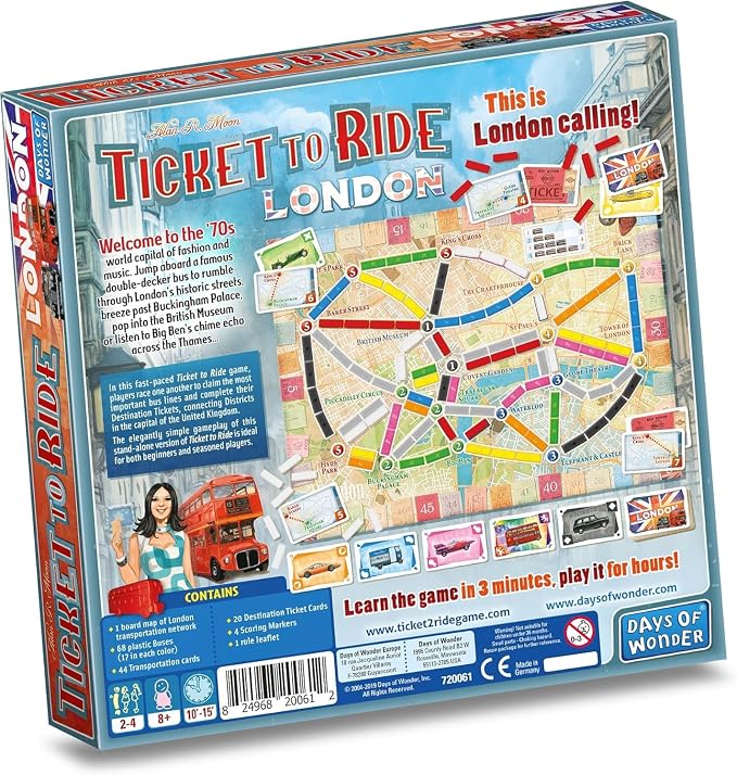 Asmodee Ticket to Ride London Board Game - Train Route-Building Strategy Game, Fun Family Game for Kids & Adults, Ages 8+, 2-4 Players, 10-15 Minute Playtime
