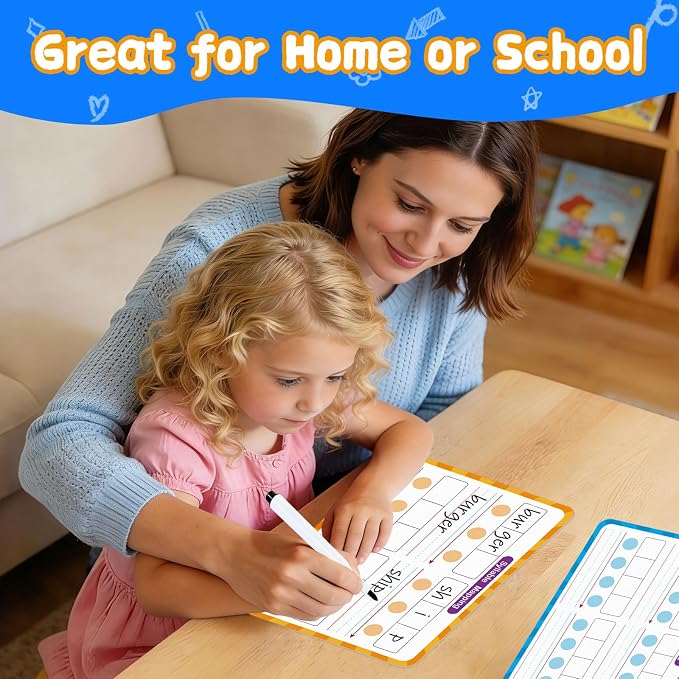 12 Pack Double Sided Syllable Dry Erase Board,12" x 9" Multiplication Flash Cards,Phonics Manipulatives Small White Board for Kids,Speech Therapy Material for Learning,Homeschool Essentials
