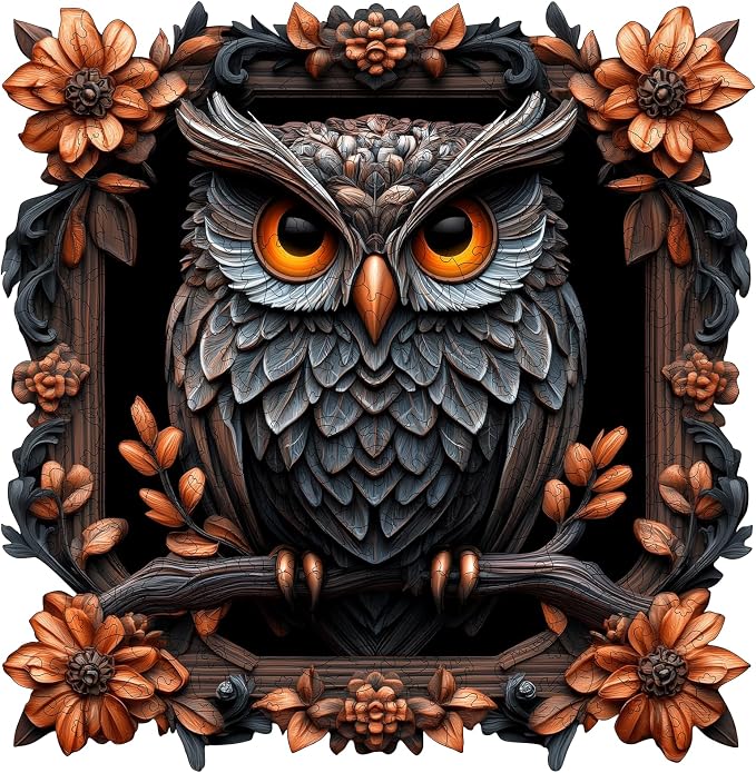 Ixfyloop Owl Puzzles for Adults, Fall Wooden Jigsaw Puzzles 209pcs with Storage Box, Irregular Unique Shaped Animal Adult Puzzles, Puzzle Gift for Family Brain Game, 11.2x10.9 inch