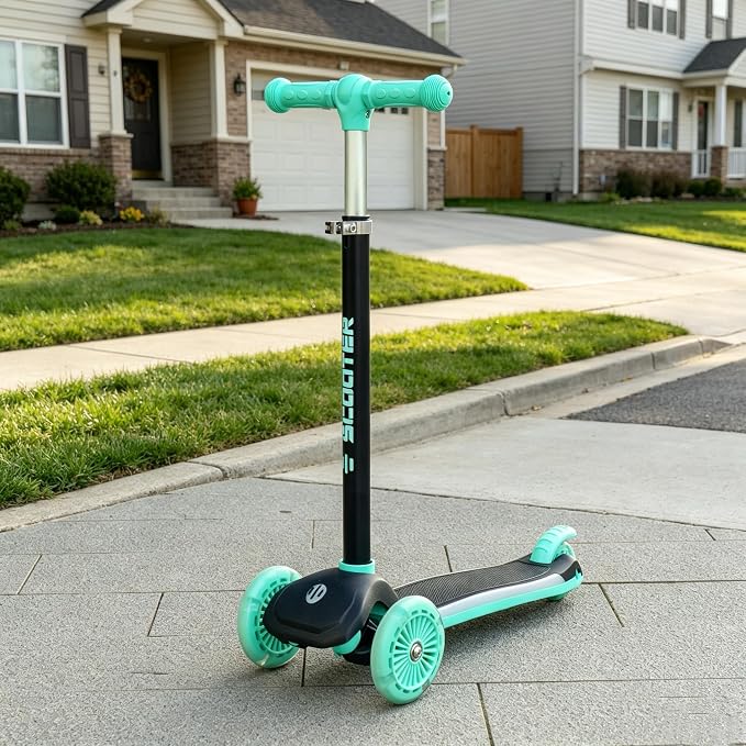 KORIMEFA Scooter for Kids Ages 3-8 with Light-Up Wheels & Deck, 3-Wheel Toddler Scooter with Adjustable Height, Anti-Slip Deck, Lean-to-Steer