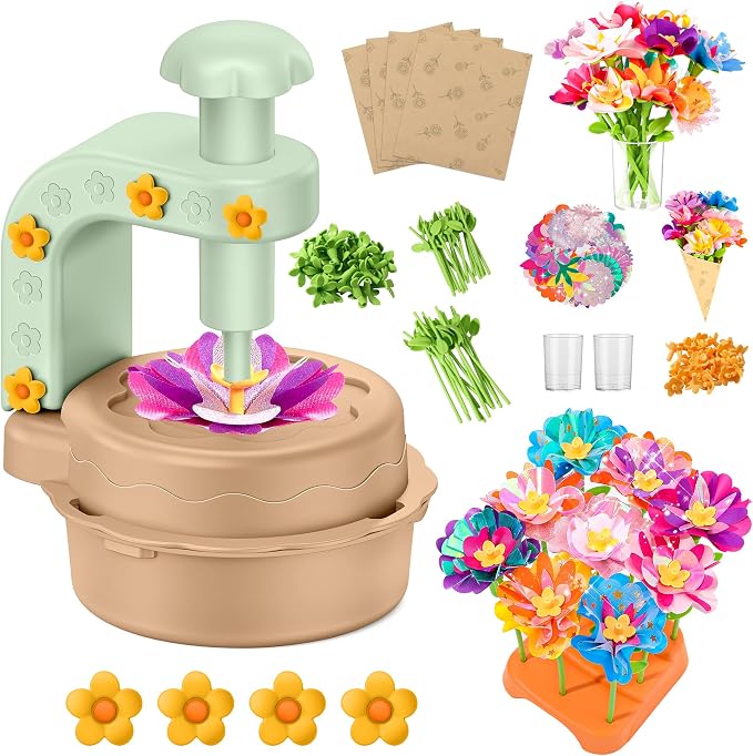 Fabric Flower Bouquets Toys,DIY Craft Kits for Kids,Arts and Crafts Toy for 3+ Year Old Girls,Flowers Market Toy,Build Your Flower Bouquet,Educational Preschool Learning Toys for Birthday,Christmas