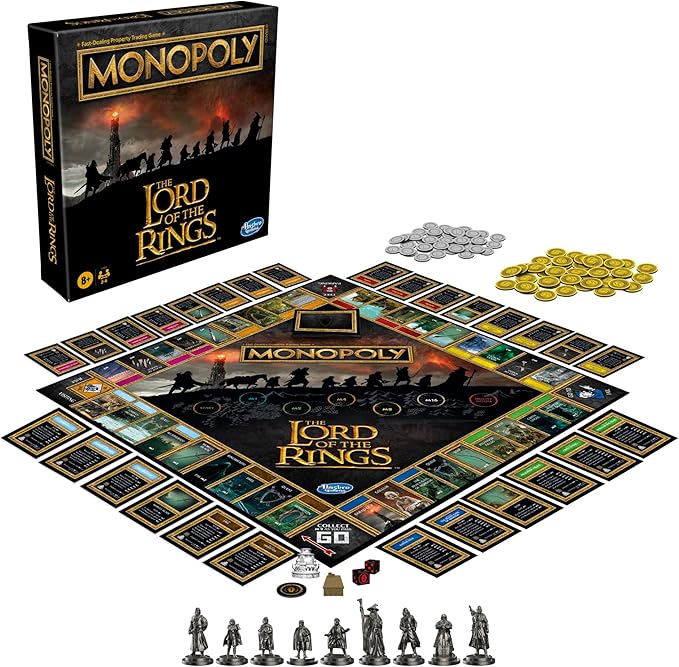 Hasbro Gaming Monopoly: The Lord of The Rings Edition Board Game Inspired by The Movie Trilogy, Play as a Member of The Fellowship, Ages 8 and Up (Amazon Exclusive)